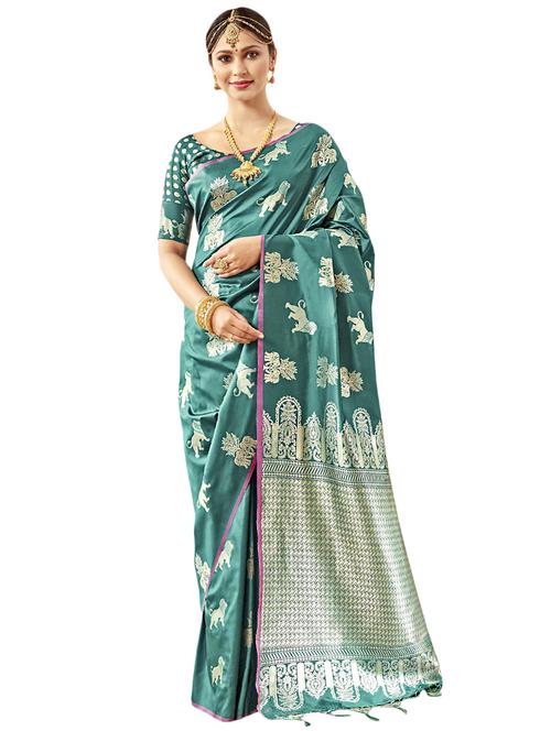 conversational kanjivaram saree with blouse - 17419828 - Very Small Image - 1