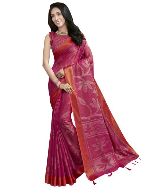 magenta printed saree with blouse - 17419840 - Very Small Image - 1