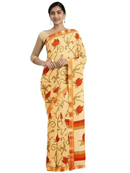 floral printed saree with blouse - 17419873 - Very Small Image - 1