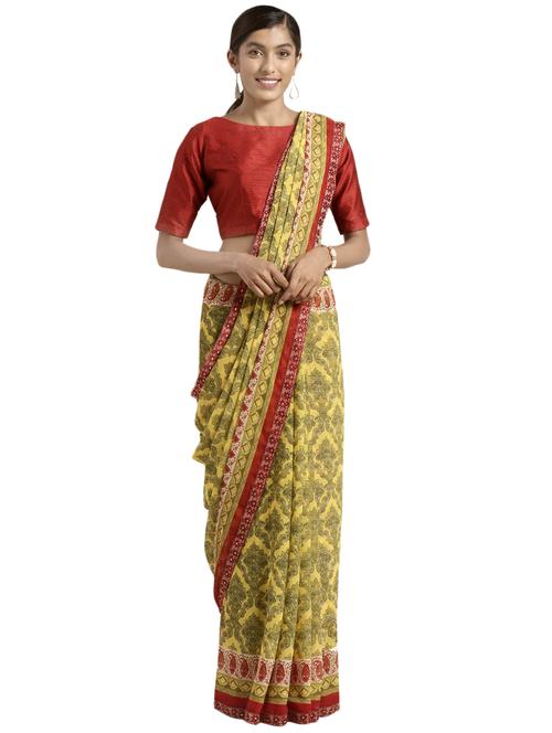 ethnic motif printed saree - 17419918 - Very Small Image - 1