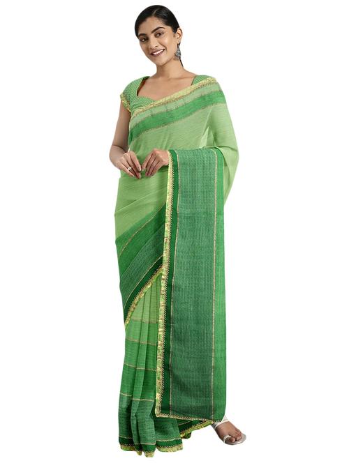 solid printed saree with blouse - 17419963 - Very Small Image - 1