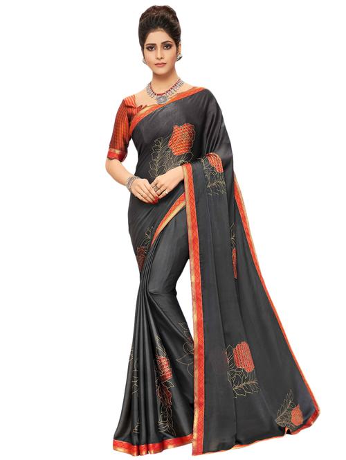 floral printed saree with blouse - 17419979 - Very Small Image - 1