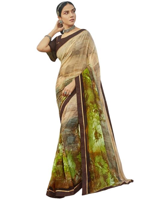 abstract printed saree with blouse - 17419998 - Very Small Image - 1