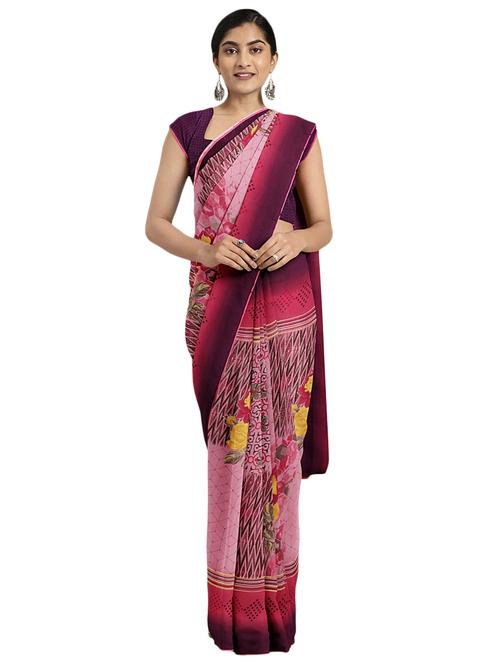 floral printed saree with blouse - 17420003 - Very Small Image - 1
