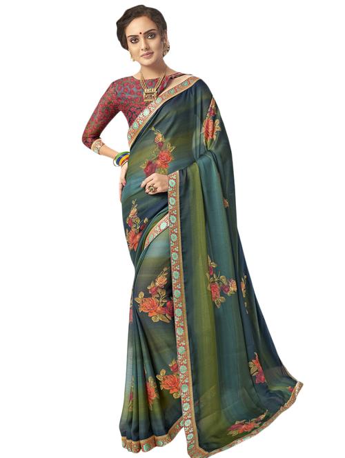 floral printed saree - 17420005 - Very Small Image - 1