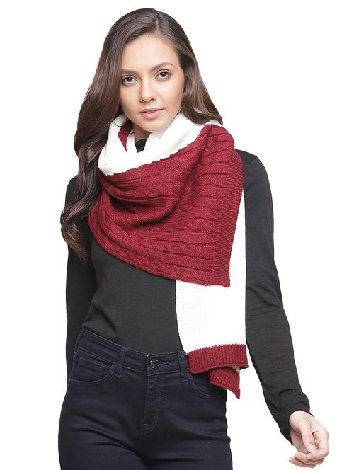 maroon colored wool stole - 17420091 - Very Small Image - 1