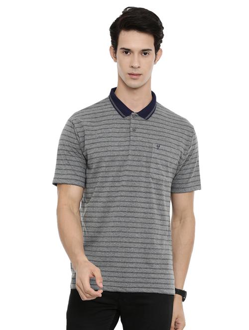 grey striped polo t-shirt - 17420141 - Very Small Image - 1