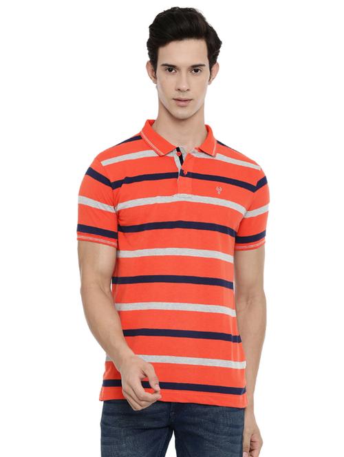 orange striped polo t-shirt - 17420142 - Very Small Image - 1