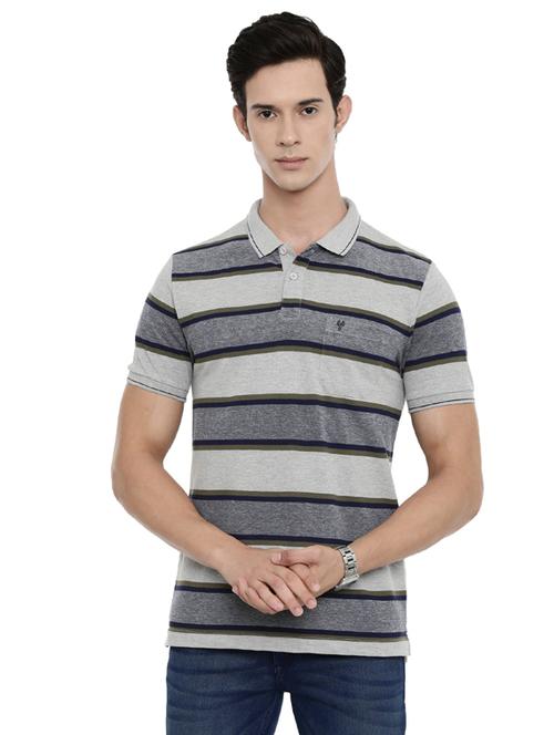 grey striped polo t-shirt - 17420214 - Very Small Image - 1