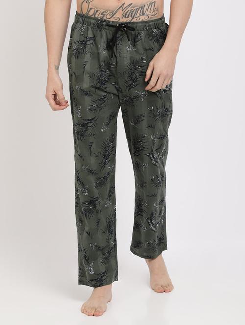olive green printed pyjama - 17420531 - Very Small Image - 1