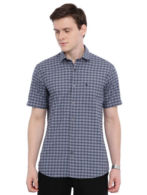 grey checkered casual shirt - 17420561 - Very Small Image - 1