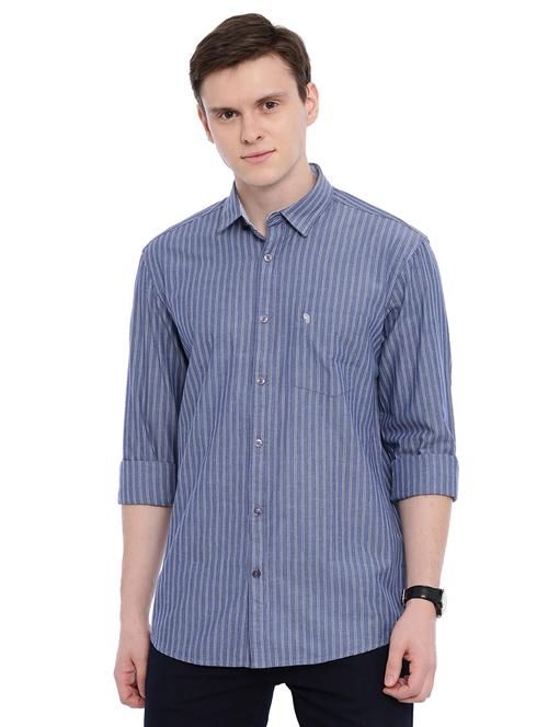 blue striped casual shirt - 17420572 - Very Small Image - 1