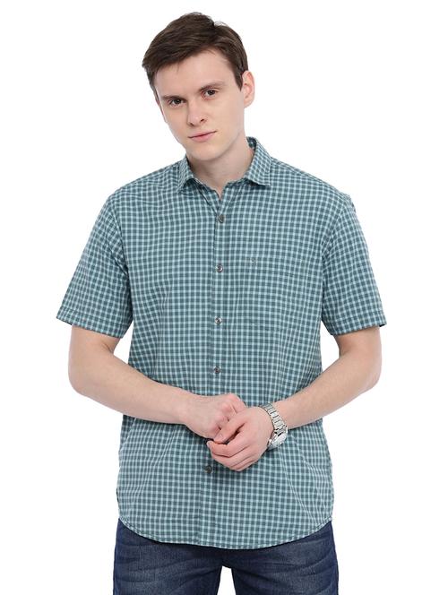 olive green checkered casual shirt - 17420595 - Very Small Image - 1