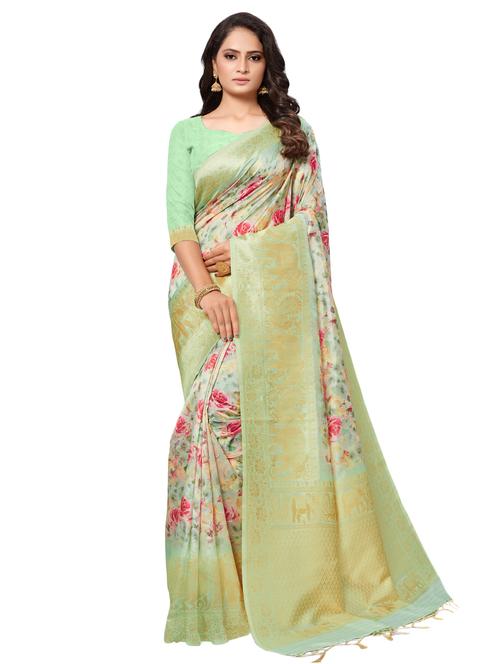 floral banarasi saree - 17420967 - Very Small Image - 1