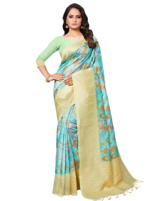 floral banarasi saree with blouse - 17420969 - Very Small Image - 1