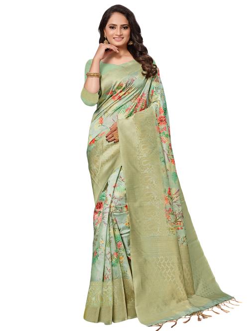 floral banarasi saree with blouse - 17420971 - Very Small Image - 1