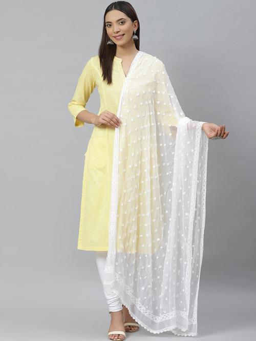ada hand-embroidered white chikankari dupatta - 17421187 - Very Small Image - 1