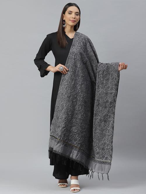 ada hand-embroidered grey chikankari dupatta - 17421668 - Very Small Image - 1
