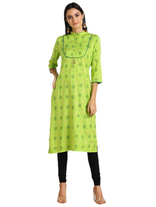 printed straight kurta - 17421755 - Very Small Image - 1