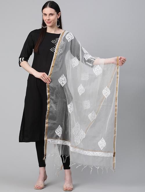 ada hand-embroidered white chikankari dupatta - 17421808 - Very Small Image - 1