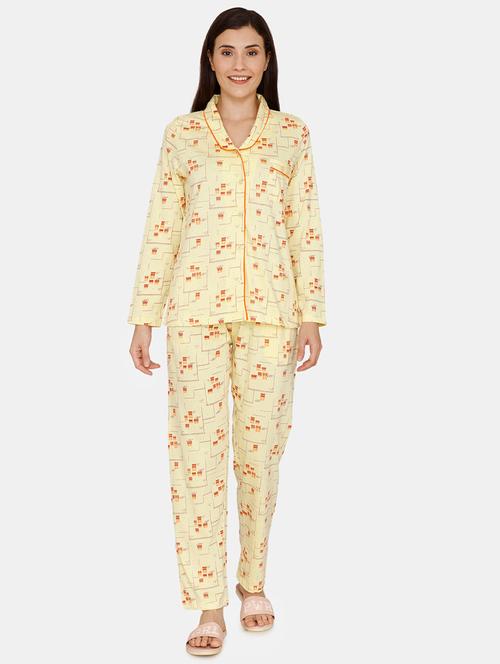 yellow cotton pyjama nightwear set - 17422231 - Very Small Image - 1
