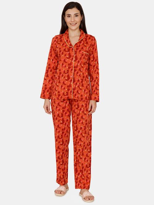 orange cotton pyjama nightwear set - 17422234 - Very Small Image - 1