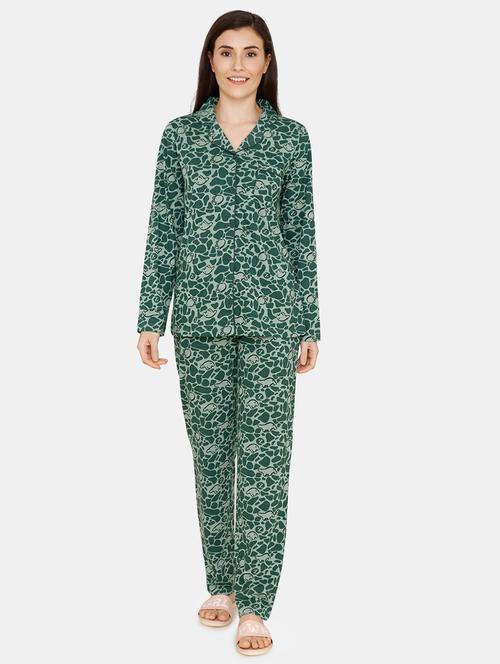 green cotton pyjama nightwear set - 17422242 - Very Small Image - 1