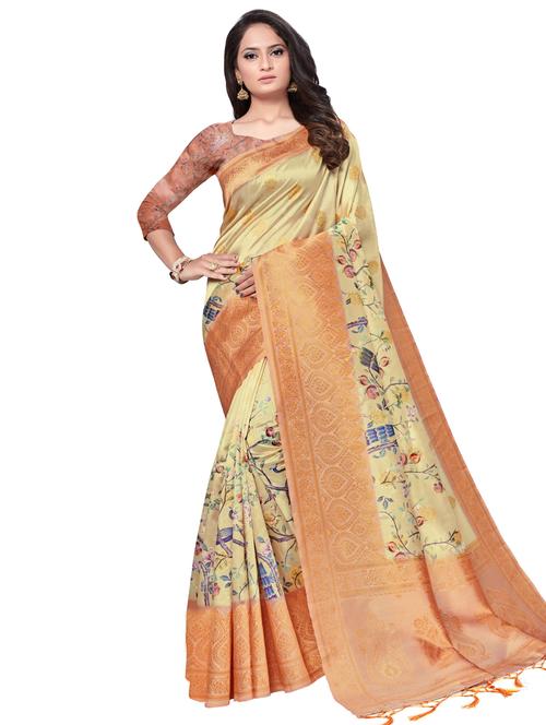 floral banarasi saree with blouse - 17422253 - Very Small Image - 1