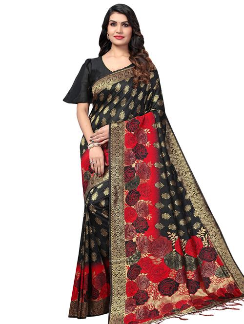 ethnic motif banarasi saree with blouse - 17422346 - Very Small Image - 1