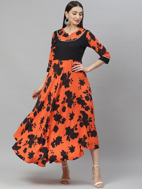multi colored cotton flared ethnic dress - 17422526 - Very Small Image - 1