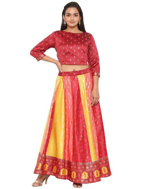 foil print panelled lehenga - 17422828 - Very Small Image - 1