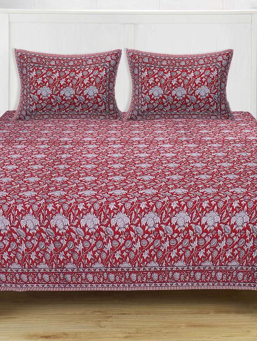 cotton super king size bedsheet with 2 pillow covers - 17422961 - Very Small Image - 1