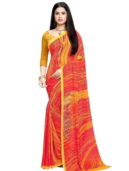 abstract printed saree with blouse - 17423116 - Very Small Image - 1