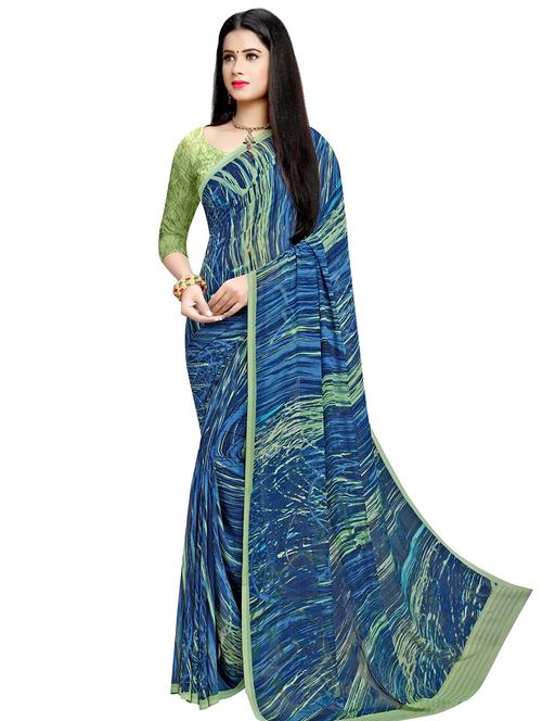 abstract printed saree with blouse - 17423117 - Very Small Image - 1