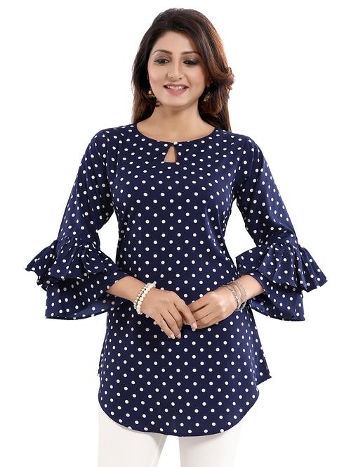 navy crepe aline kurti - 17423141 - Very Small Image - 1