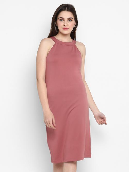 halter neck solid bodycon dress - 17423173 - Very Small Image - 1