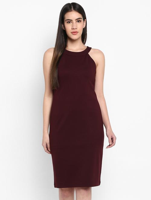 halter neck solid bodycon dress - 17423174 - Very Small Image - 1
