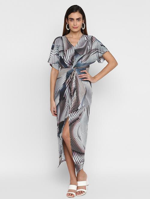 v-neck draped bodycon dress - 17423188 - Very Small Image - 1
