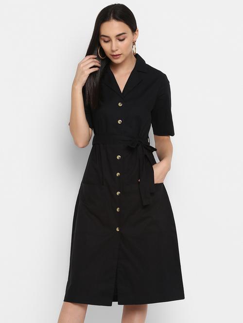 lapel collar belted shirt dress - 17423193 - Very Small Image - 1