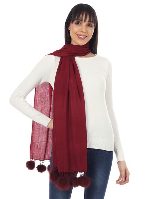 maroon solid wool stole - 17423444 - Very Small Image - 1