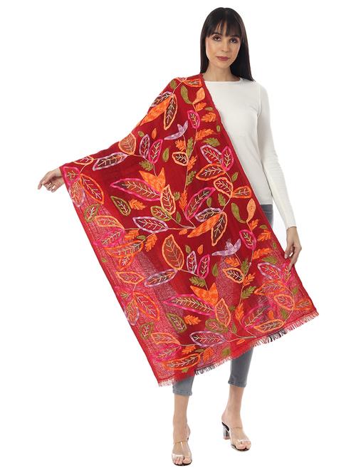 red embroidered wool stole - 17423447 - Very Small Image - 1