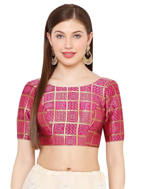 pink cotton blend brocade blouse - 17423728 - Very Small Image - 1