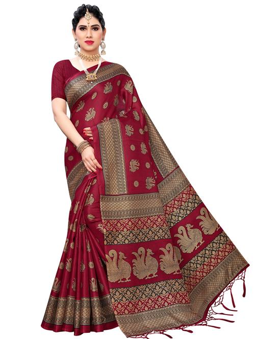 conversational printed saree with blouse - 17424051 - Very Small Image - 1