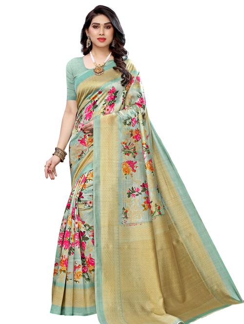 floral banarasi saree with blouse - 17424070 - Very Small Image - 1