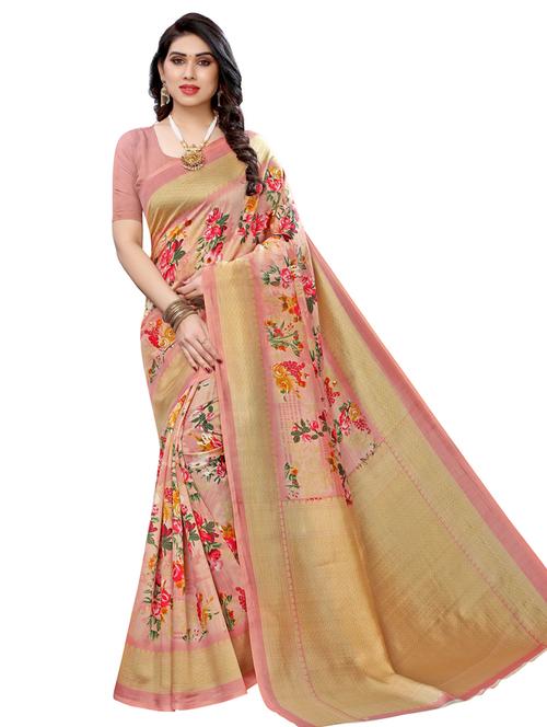 floral banarasi saree with blouse - 17424071 - Very Small Image - 1