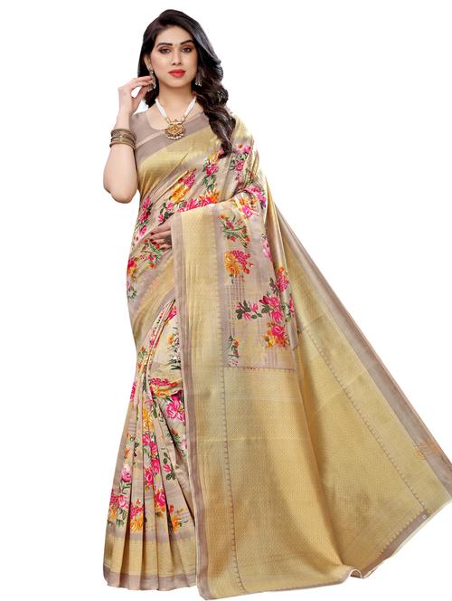 floral banarasi saree with blouse - 17424072 - Very Small Image - 1