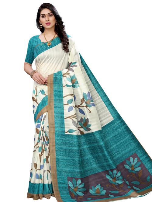 floral printed saree with blouse - 17424082 - Very Small Image - 1
