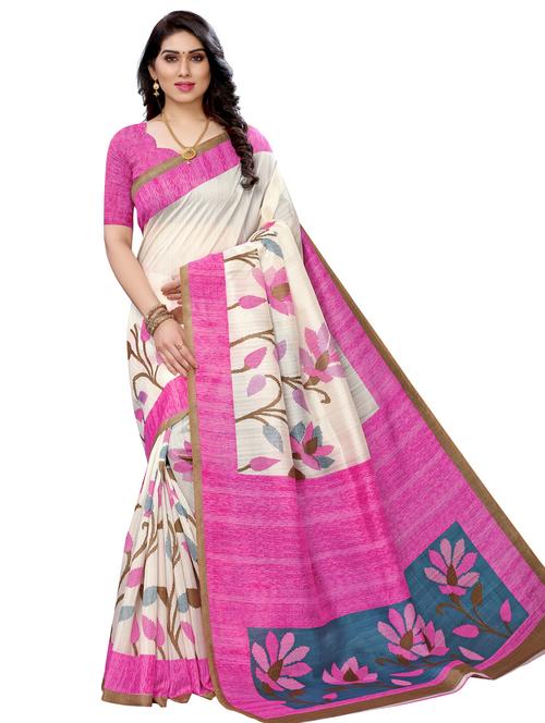 floral printed saree with blouse - 17424083 - Very Small Image - 1
