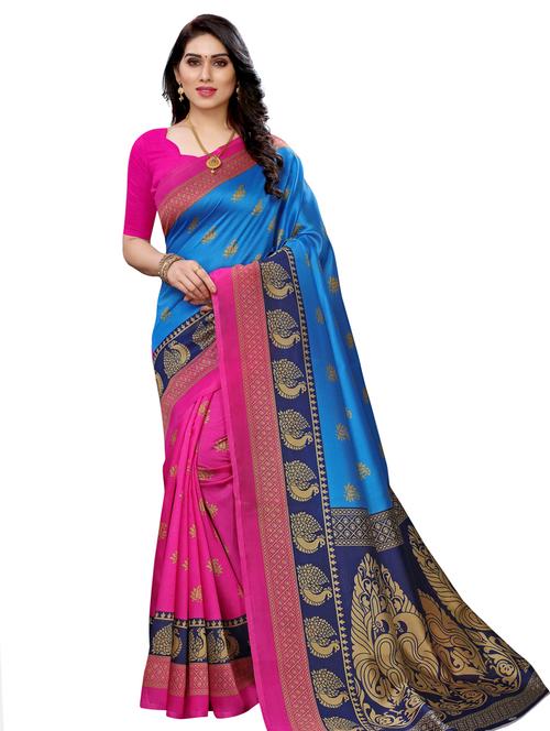 half & half printed saree - 17424091 - Very Small Image - 1