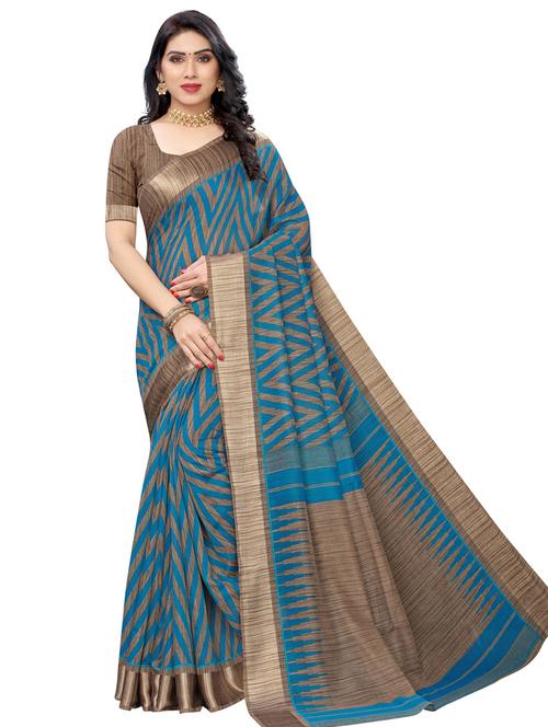 chevron printed saree with blouse - 17424095 - Very Small Image - 1